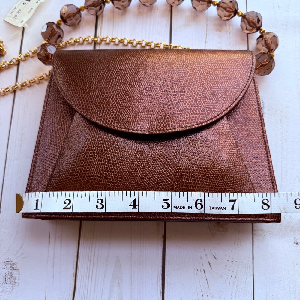 Tiras | Copper Colored Crossbody Bag with Beaded Handle - Picture 6 of 10